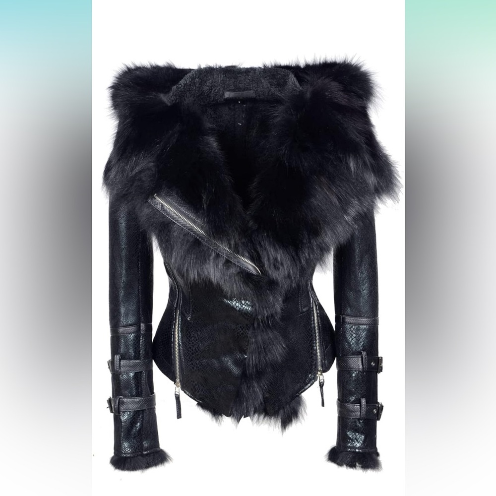 Luxurious Black Fur-Trimmed Women's Jacket, NWOT